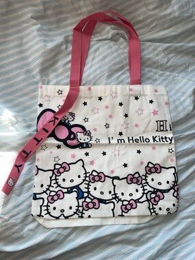 Hello Kitty White & Pink Canvas Shopper Tote